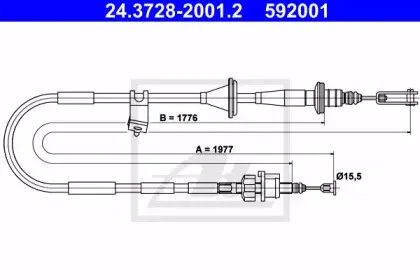 24.3728-2001.2 ATE Трос, управление сцеплением 24.3728-2001.2 ATE Трос, управление сцеплением