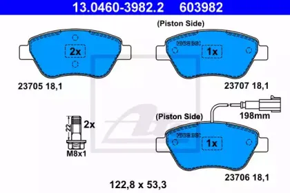 13.0460-3982.2 ATE Комплект тормозных колодок, дисковый тормоз 13.0460-3982.2 ATE Комплект тормозных колодок, дисковый тормоз