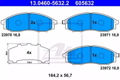 13.0460-5632.2 ATE Комплект тормозных колодок, дисковый тормоз 13.0460-5632.2 ATE Комплект тормозных колодок, дисковый тормоз