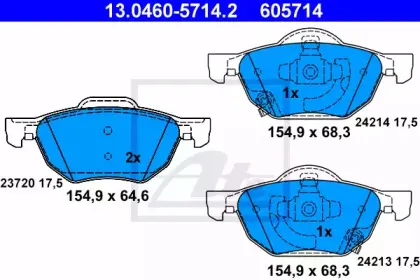 13.0460-5714.2 ATE Комплект тормозных колодок, дисковый тормоз 13.0460-5714.2 ATE Комплект тормозных колодок, дисковый тормоз