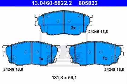 13.0460-5822.2 ATE Комплект тормозных колодок, дисковый тормоз 13.0460-5822.2 ATE Комплект тормозных колодок, дисковый тормоз