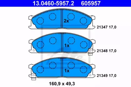 13.0460-5957.2 ATE Комплект тормозных колодок, дисковый тормоз 13.0460-5957.2 ATE Комплект тормозных колодок, дисковый тормоз