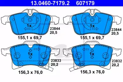 13.0460-7179.2 ATE Комплект тормозных колодок, дисковый тормоз 13.0460-7179.2 ATE Комплект тормозных колодок, дисковый тормоз