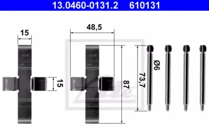 13.0460-0131.2 ATE Комплектующие, колодки дискового тормоза 13.0460-0131.2 ATE Комплектующие, колодки дискового тормоза