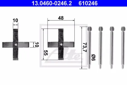 13.0460-0246.2 ATE Комплектующие, колодки дискового тормоза 13.0460-0246.2 ATE Комплектующие, колодки дискового тормоза