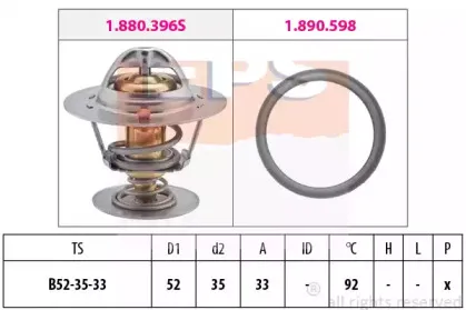1.880.396 EPS Термостат, охлаждающая жидкость 1.880.396 EPS Термостат, охлаждающая жидкость