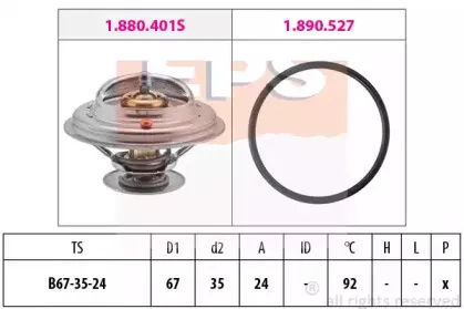 1.880.401 EPS Термостат, охлаждающая жидкость 1.880.401 EPS Термостат, охлаждающая жидкость