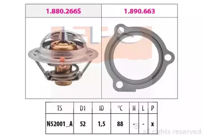 1.880.647 EPS Термостат, охлаждающая жидкость 1.880.647 EPS Термостат, охлаждающая жидкость
