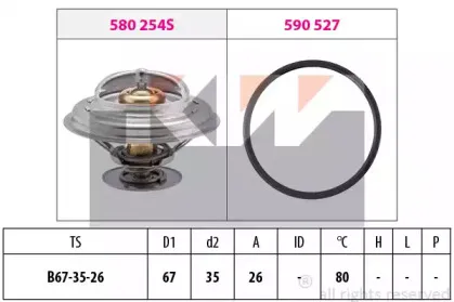 580 254 KW Термостат, охлаждающая жидкость 580 254 KW Термостат, охлаждающая жидкость