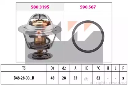 580 319 KW Термостат, охлаждающая жидкость 580 319 KW Термостат, охлаждающая жидкость