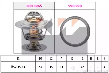580 396 KW Термостат, охлаждающая жидкость 580 396 KW Термостат, охлаждающая жидкость