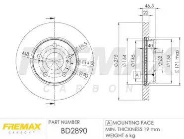 BD-2890 FREMAX Тормозной диск BD-2890 FREMAX Тормозной диск