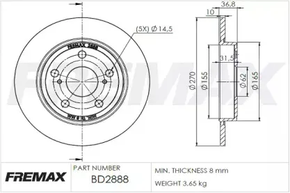 BD-2888 FREMAX Тормозной диск BD-2888 FREMAX Тормозной диск