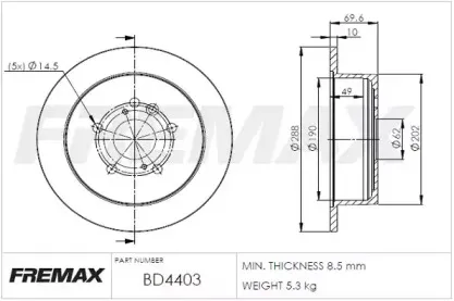 BD-4403 FREMAX Тормозной диск BD-4403 FREMAX Тормозной диск