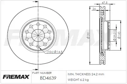 BD-4639 FREMAX Тормозной диск BD-4639 FREMAX Тормозной диск