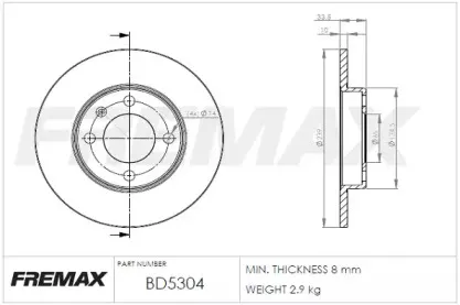 BD-5304 FREMAX Тормозной диск BD-5304 FREMAX Тормозной диск