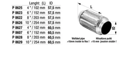 P8623 FENNO Гофрированная труба, выхлопная система P8623 FENNO Гофрированная труба, выхлопная система