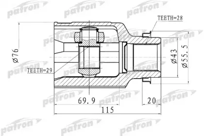 PCV1011 PATRON Шарнирный комплект, приводной вал PCV1011 PATRON Шарнирный комплект, приводной вал