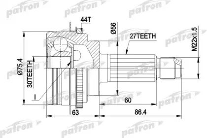 PCV1084 PATRON Шарнирный комплект, приводной вал PCV1084 PATRON Шарнирный комплект, приводной вал