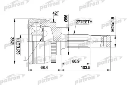PCV1173 PATRON Шарнирный комплект, приводной вал PCV1173 PATRON Шарнирный комплект, приводной вал