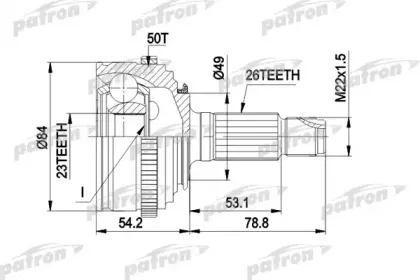 PCV1220 PATRON Шарнирный комплект, приводной вал PCV1220 PATRON Шарнирный комплект, приводной вал