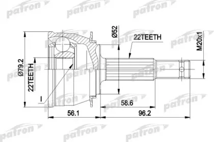 PCV1234 PATRON Шарнирный комплект, приводной вал PCV1234 PATRON Шарнирный комплект, приводной вал