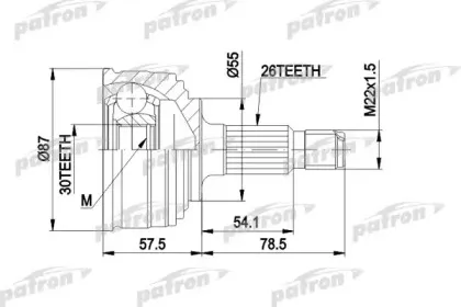 PCV1251 PATRON Шарнирный комплект, приводной вал PCV1251 PATRON Шарнирный комплект, приводной вал