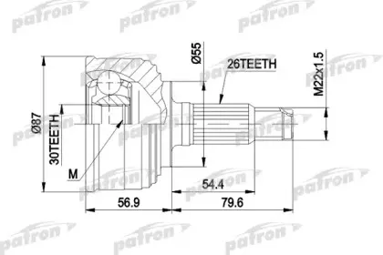 PCV1255 PATRON Шарнирный комплект, приводной вал PCV1255 PATRON Шарнирный комплект, приводной вал