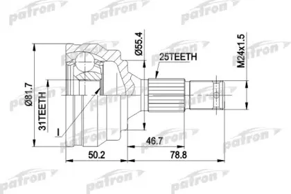 PCV1259 PATRON Шарнирный комплект, приводной вал PCV1259 PATRON Шарнирный комплект, приводной вал
