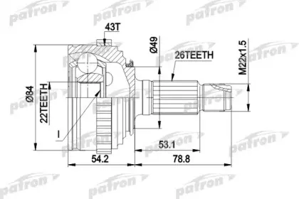PCV1303 PATRON Шарнирный комплект, приводной вал PCV1303 PATRON Шарнирный комплект, приводной вал