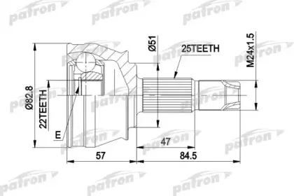 PCV1306 PATRON Шарнирный комплект, приводной вал PCV1306 PATRON Шарнирный комплект, приводной вал