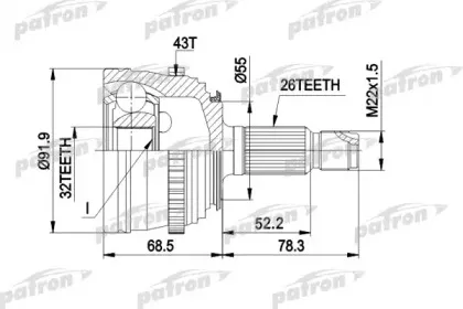 PCV1399 PATRON Шарнирный комплект, приводной вал PCV1399 PATRON Шарнирный комплект, приводной вал