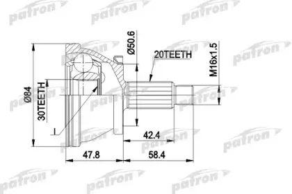 PCV1403 PATRON Шарнирный комплект, приводной вал PCV1403 PATRON Шарнирный комплект, приводной вал