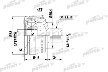 PCV1435 PATRON Шарнирный комплект, приводной вал PCV1435 PATRON Шарнирный комплект, приводной вал
