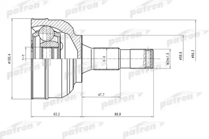 PCV1553 PATRON Шарнирный комплект, приводной вал PCV1553 PATRON Шарнирный комплект, приводной вал