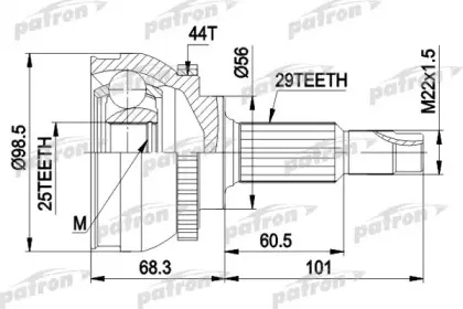 PCV1600 PATRON Шарнирный комплект, приводной вал PCV1600 PATRON Шарнирный комплект, приводной вал