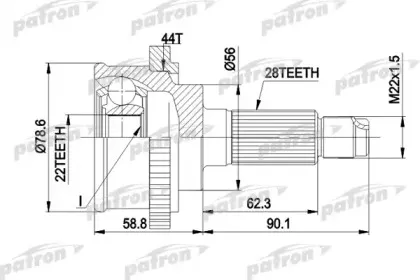 PCV3850A PATRON Шарнирный комплект, приводной вал PCV3850A PATRON Шарнирный комплект, приводной вал