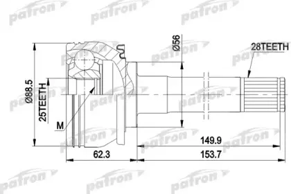 PCV5007 PATRON Шарнирный комплект, приводной вал PCV5007 PATRON Шарнирный комплект, приводной вал