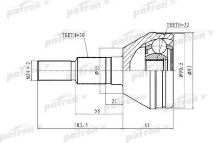 PCV8947 PATRON Шарнирный комплект, приводной вал PCV8947 PATRON Шарнирный комплект, приводной вал