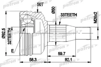 PCV8957 PATRON Шарнирный комплект, приводной вал PCV8957 PATRON Шарнирный комплект, приводной вал
