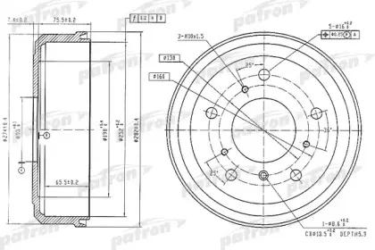 PDR1190 PATRON Тормозной барабан PDR1190 PATRON Тормозной барабан