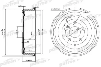 PDR1196 PATRON Тормозной барабан PDR1196 PATRON Тормозной барабан