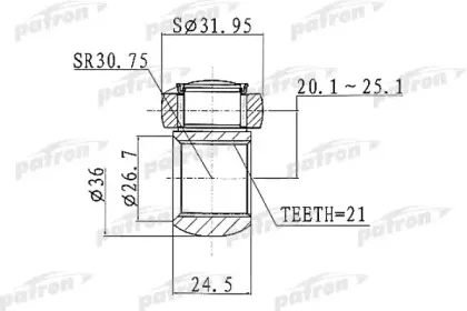 PTD005 PATRON Муфта с шипами, приводной вал PTD005 PATRON Муфта с шипами, приводной вал