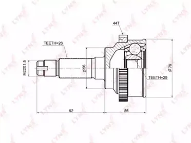 CO3653A LYNXauto Шарнирный комплект, приводной вал CO3653A LYNXauto Шарнирный комплект, приводной вал