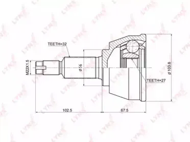 CO-3677 LYNXauto Шарнирный комплект, приводной вал CO-3677 LYNXauto Шарнирный комплект, приводной вал