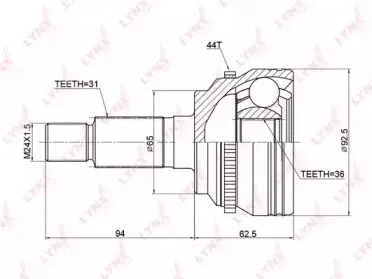 CO3770A LYNXauto Шарнирный комплект, приводной вал CO3770A LYNXauto Шарнирный комплект, приводной вал