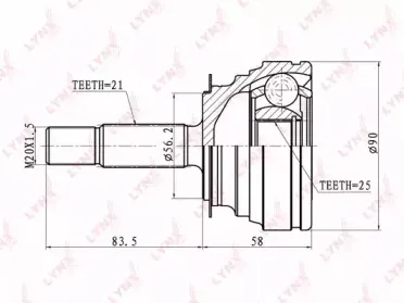 CO-6308 LYNXauto Шарнирный комплект, приводной вал CO-6308 LYNXauto Шарнирный комплект, приводной вал