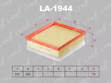 LA-1944 LYNXauto Воздушный фильтр LA-1944 LYNXauto Воздушный фильтр