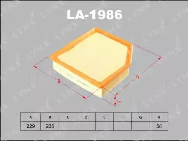 LA1986 LYNXauto Воздушный фильтр LA1986 LYNXauto Воздушный фильтр