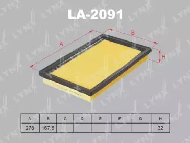 LA2091 LYNXauto Воздушный фильтр LA2091 LYNXauto Воздушный фильтр